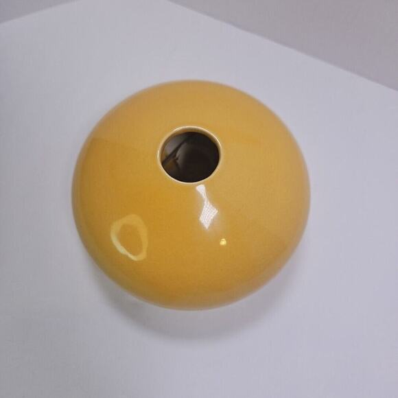 Modern Art Pottery Vases Set of 2 - Low Profile, Goldenrod Yellow, Unique Design - Picture 10 of 16